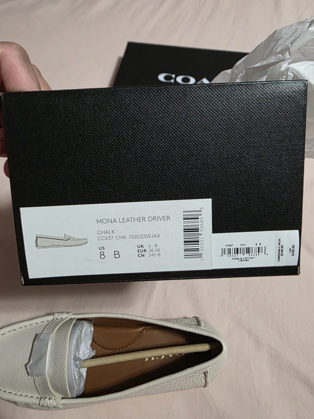Coach Mona Leather Driver Loafers — Chalk